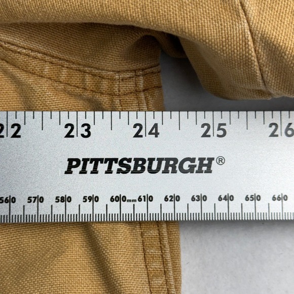 LL Bean Vintage Field Coat Tan Cotton Canvas Plaid Flannel Lined Barn Jacket - Picture 5 of 6